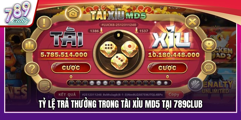 Tỷ lệ trả thưởng và cơ hội thắng khi chơi tài xỉu MD5